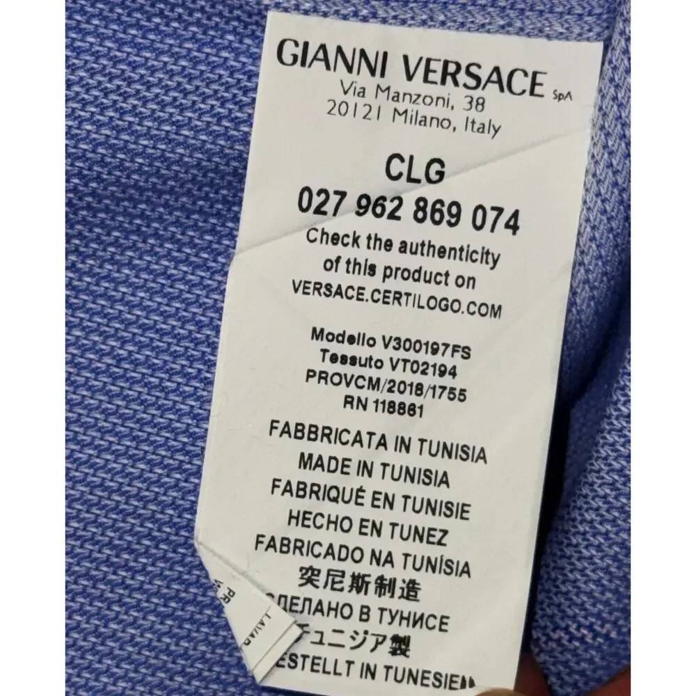 Gianni Versace Collection Trend Men’s Size-M Blue Textured Dress Shirt - Picture 4 of 8